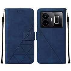 Leather Case Stands Flip Cover Holder Y01B for Realme GT3 5G Blue