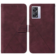 Leather Case Stands Flip Cover Holder Y01B for Realme Narzo 50 5G Red Wine