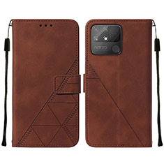 Leather Case Stands Flip Cover Holder Y01B for Realme Narzo 50A Brown