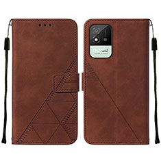 Leather Case Stands Flip Cover Holder Y01B for Realme Narzo 50i Brown