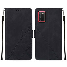 Leather Case Stands Flip Cover Holder Y01B for Samsung Galaxy A02s Black