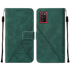 Leather Case Stands Flip Cover Holder Y01B for Samsung Galaxy A02s Green