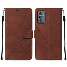 Leather Case Stands Flip Cover Holder Y01B for Samsung Galaxy A05s Brown
