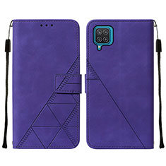 Leather Case Stands Flip Cover Holder Y01B for Samsung Galaxy A12 Nacho Purple