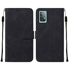 Leather Case Stands Flip Cover Holder Y01B for Samsung Galaxy A52 4G Black