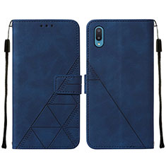 Leather Case Stands Flip Cover Holder Y01B for Samsung Galaxy M02 Blue
