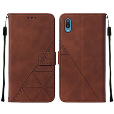 Leather Case Stands Flip Cover Holder Y01B for Samsung Galaxy M02 Brown