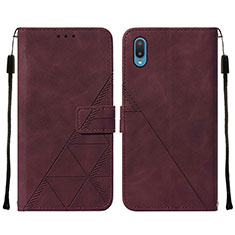 Leather Case Stands Flip Cover Holder Y01B for Samsung Galaxy M02 Red Wine