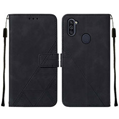 Leather Case Stands Flip Cover Holder Y01B for Samsung Galaxy M11 Black