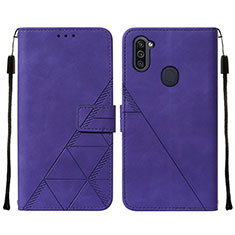 Leather Case Stands Flip Cover Holder Y01B for Samsung Galaxy M11 Purple