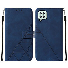 Leather Case Stands Flip Cover Holder Y01B for Samsung Galaxy M22 4G Blue