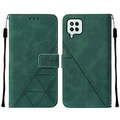 Leather Case Stands Flip Cover Holder Y01B for Samsung Galaxy M22 4G Green