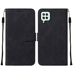 Leather Case Stands Flip Cover Holder Y01B for Samsung Galaxy M32 4G Black