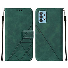 Leather Case Stands Flip Cover Holder Y01B for Samsung Galaxy M32 5G Green