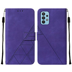 Leather Case Stands Flip Cover Holder Y01B for Samsung Galaxy M32 5G Purple