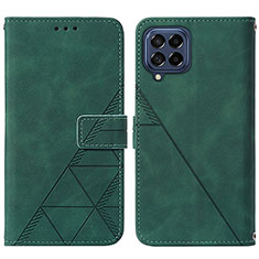 Leather Case Stands Flip Cover Holder Y01B for Samsung Galaxy M53 5G Green