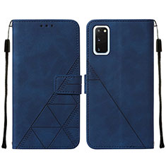 Leather Case Stands Flip Cover Holder Y01B for Samsung Galaxy S20 5G Blue