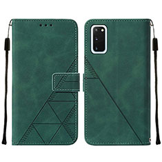 Leather Case Stands Flip Cover Holder Y01B for Samsung Galaxy S20 5G Green