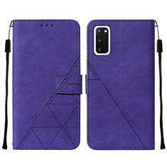 Leather Case Stands Flip Cover Holder Y01B for Samsung Galaxy S20 Purple