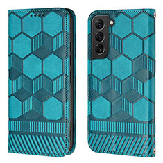 Leather Case Stands Flip Cover Holder Y01B for Samsung Galaxy S21 FE 5G Cyan