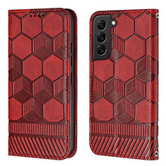 Leather Case Stands Flip Cover Holder Y01B for Samsung Galaxy S21 FE 5G Red