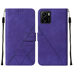 Leather Case Stands Flip Cover Holder Y01B for Vivo Y01 Purple