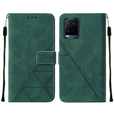 Leather Case Stands Flip Cover Holder Y01B for Vivo Y21 Green