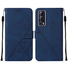 Leather Case Stands Flip Cover Holder Y01B for Vivo Y72 5G Blue