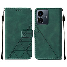 Leather Case Stands Flip Cover Holder Y01B for Vivo Y77e 5G Green