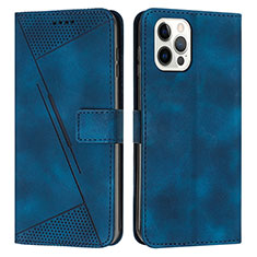 Leather Case Stands Flip Cover Holder Y01X for Apple iPhone 15 Pro Blue