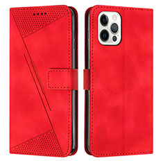 Leather Case Stands Flip Cover Holder Y01X for Apple iPhone 15 Pro Max Red