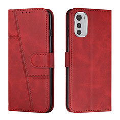 Leather Case Stands Flip Cover Holder Y01X for Motorola Moto E32s Red