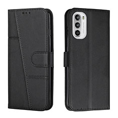 Leather Case Stands Flip Cover Holder Y01X for Motorola Moto Edge (2022) 5G Black