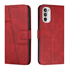 Leather Case Stands Flip Cover Holder Y01X for Motorola Moto Edge (2022) 5G Red