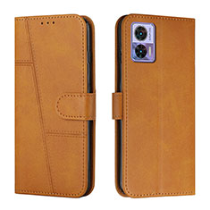 Leather Case Stands Flip Cover Holder Y01X for Motorola Moto Edge 30 Neo 5G Light Brown