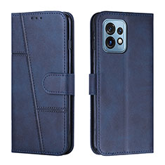 Leather Case Stands Flip Cover Holder Y01X for Motorola Moto Edge Plus (2023) 5G Blue