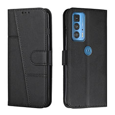 Leather Case Stands Flip Cover Holder Y01X for Motorola Moto Edge S Pro 5G Black