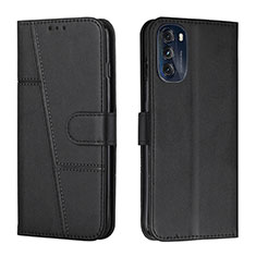 Leather Case Stands Flip Cover Holder Y01X for Motorola Moto G 5G (2022) Black