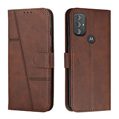 Leather Case Stands Flip Cover Holder Y01X for Motorola Moto G Play (2023) Brown