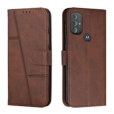 Leather Case Stands Flip Cover Holder Y01X for Motorola Moto G Power (2022) Brown