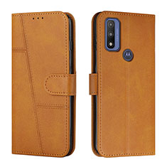 Leather Case Stands Flip Cover Holder Y01X for Motorola Moto G Pure Light Brown