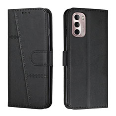 Leather Case Stands Flip Cover Holder Y01X for Motorola Moto G Stylus (2022) 4G Black
