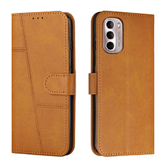 Leather Case Stands Flip Cover Holder Y01X for Motorola Moto G Stylus (2022) 5G Light Brown