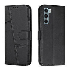 Leather Case Stands Flip Cover Holder Y01X for Motorola Moto G200 5G Black