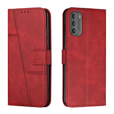 Leather Case Stands Flip Cover Holder Y01X for Motorola Moto G31 Red