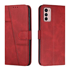 Leather Case Stands Flip Cover Holder Y01X for Motorola Moto G42 Red