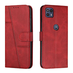 Leather Case Stands Flip Cover Holder Y01X for Motorola Moto G50 5G Red