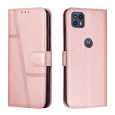 Leather Case Stands Flip Cover Holder Y01X for Motorola Moto G50 5G Rose Gold