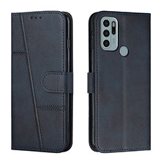 Leather Case Stands Flip Cover Holder Y01X for Motorola Moto G60s Blue