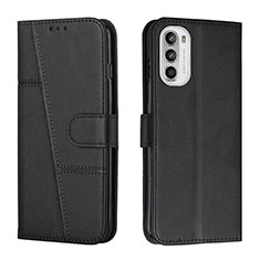 Leather Case Stands Flip Cover Holder Y01X for Motorola Moto G71s 5G Black